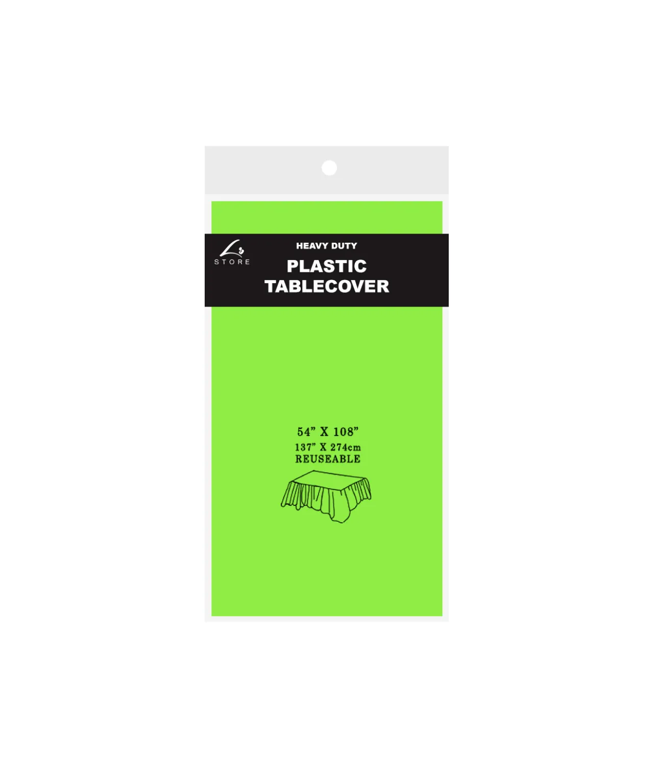 Lime Green Plastic Tablecover 137x274cm