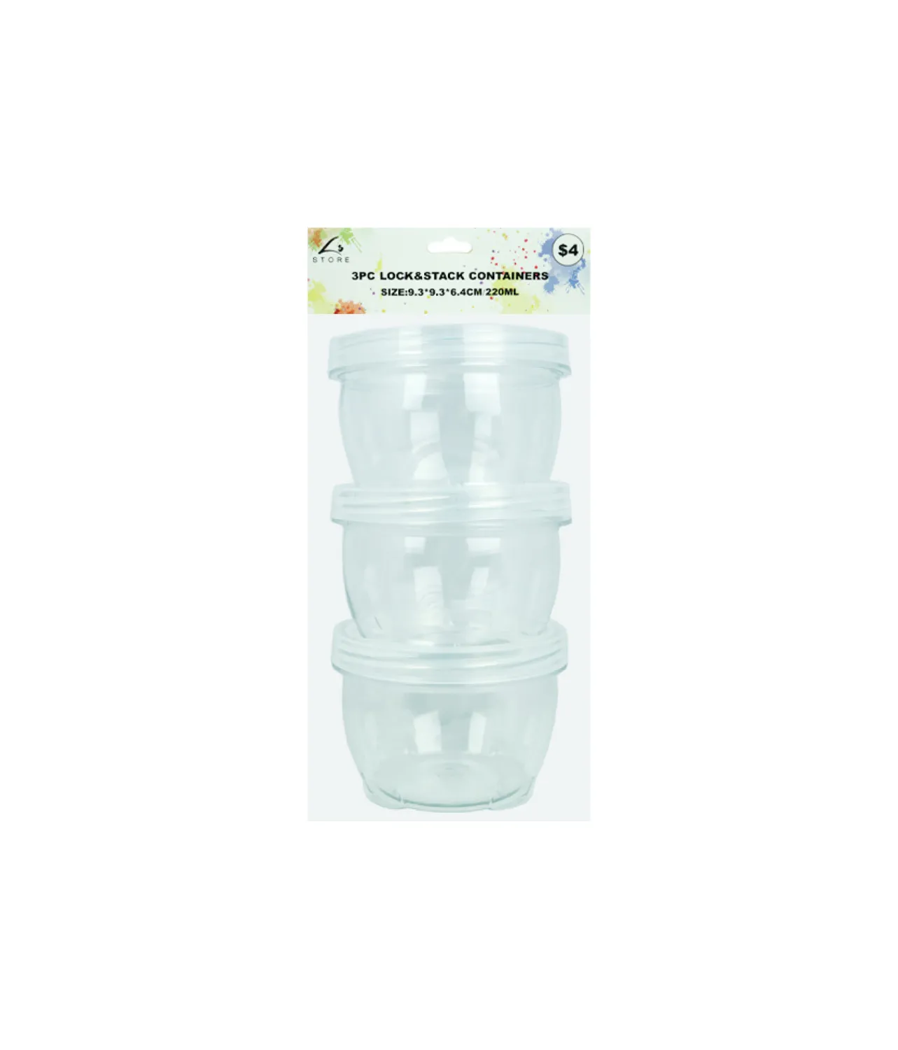 Lock & Stack Container 6.4cm 3pk