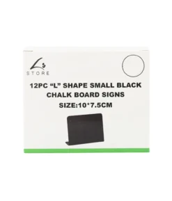 āLā Shaped PVC Small Black Chalk Board Signs 12pc 10Ć7.5cm