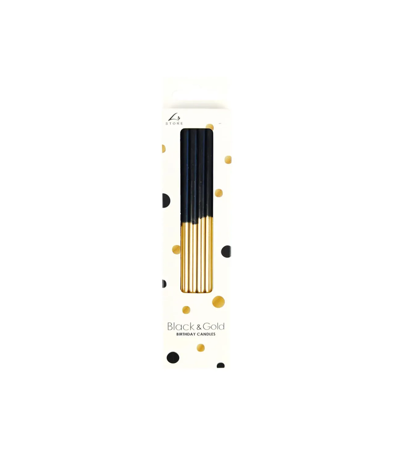 Metallic Gold & Black Birthday Candles 16pc