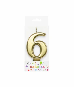 Metallic Gold Number Candle 6
