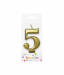 Metallic Gold Number Candle 5