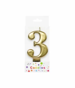 Metallic Gold Number Candle 3