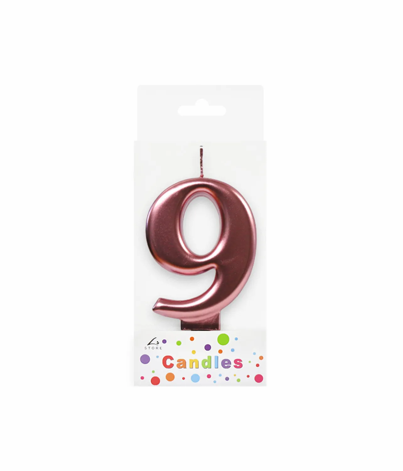 Metallic Rose Gold Number Candle 9