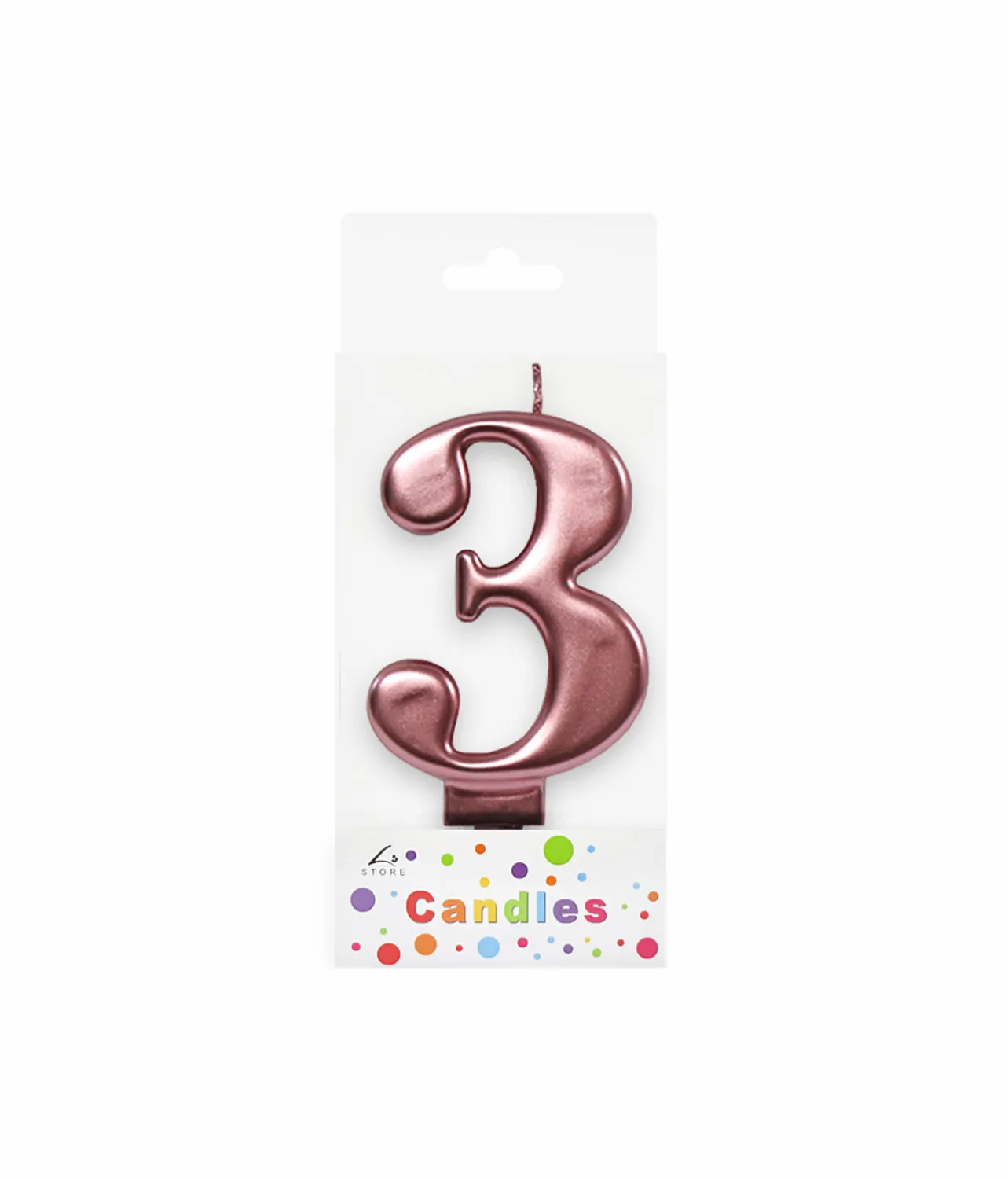 Metallic Rose Gold Number Candle 3