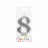 Metallic Silver Number Candle 8