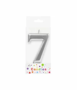 Metallic Silver Number Candle 7