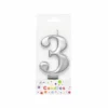 Metallic Silver Number Candle 3