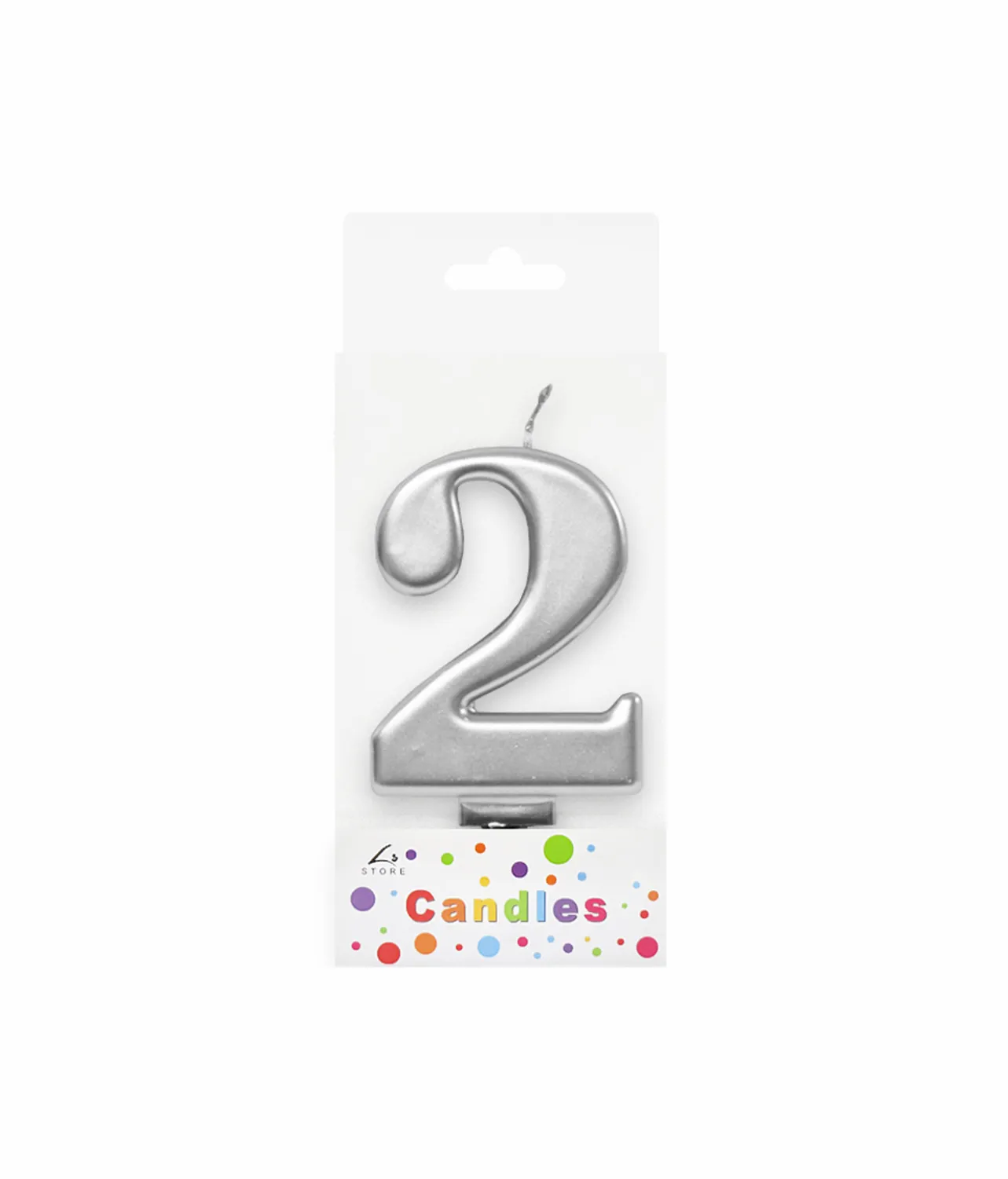 Metallic Silver Number Candle 2