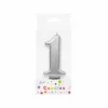 Metallic Silver Number Candle 1