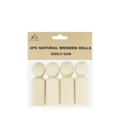 Natural Wooden Peg Dolls 6cm 4pk