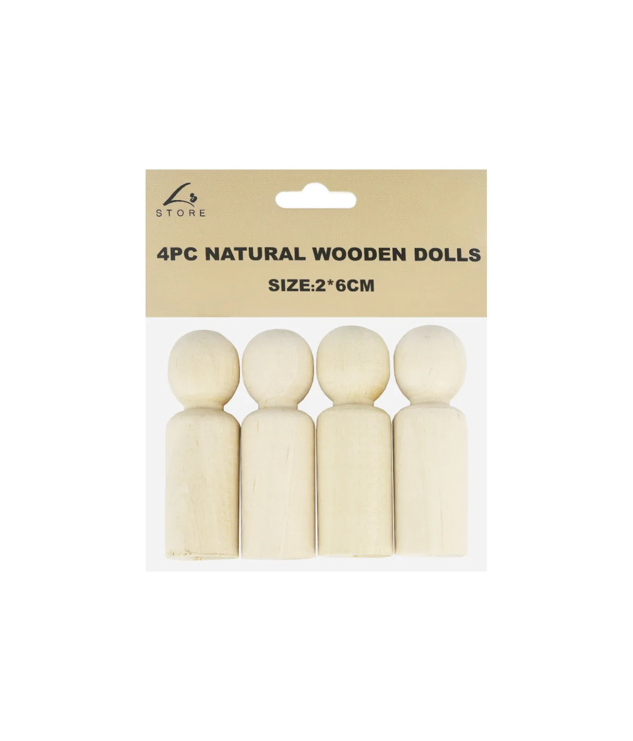 Natural Wooden Peg Dolls 6cm 4pk