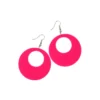 Neon Pink Circle Earrings 7x5cm