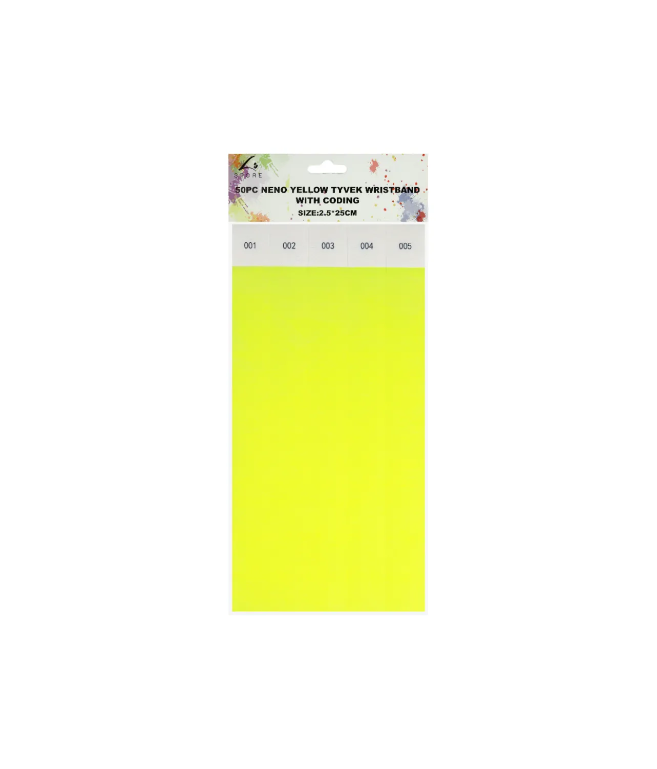 Neon Yellow Tyvek Wristbands With Coding 50pc
