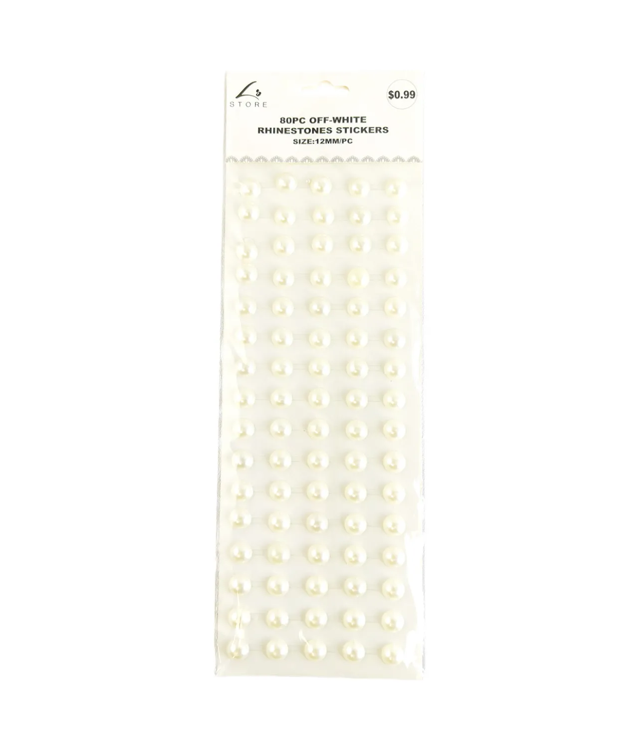 Off-White Rhinestones Stickers 12mm 80pc