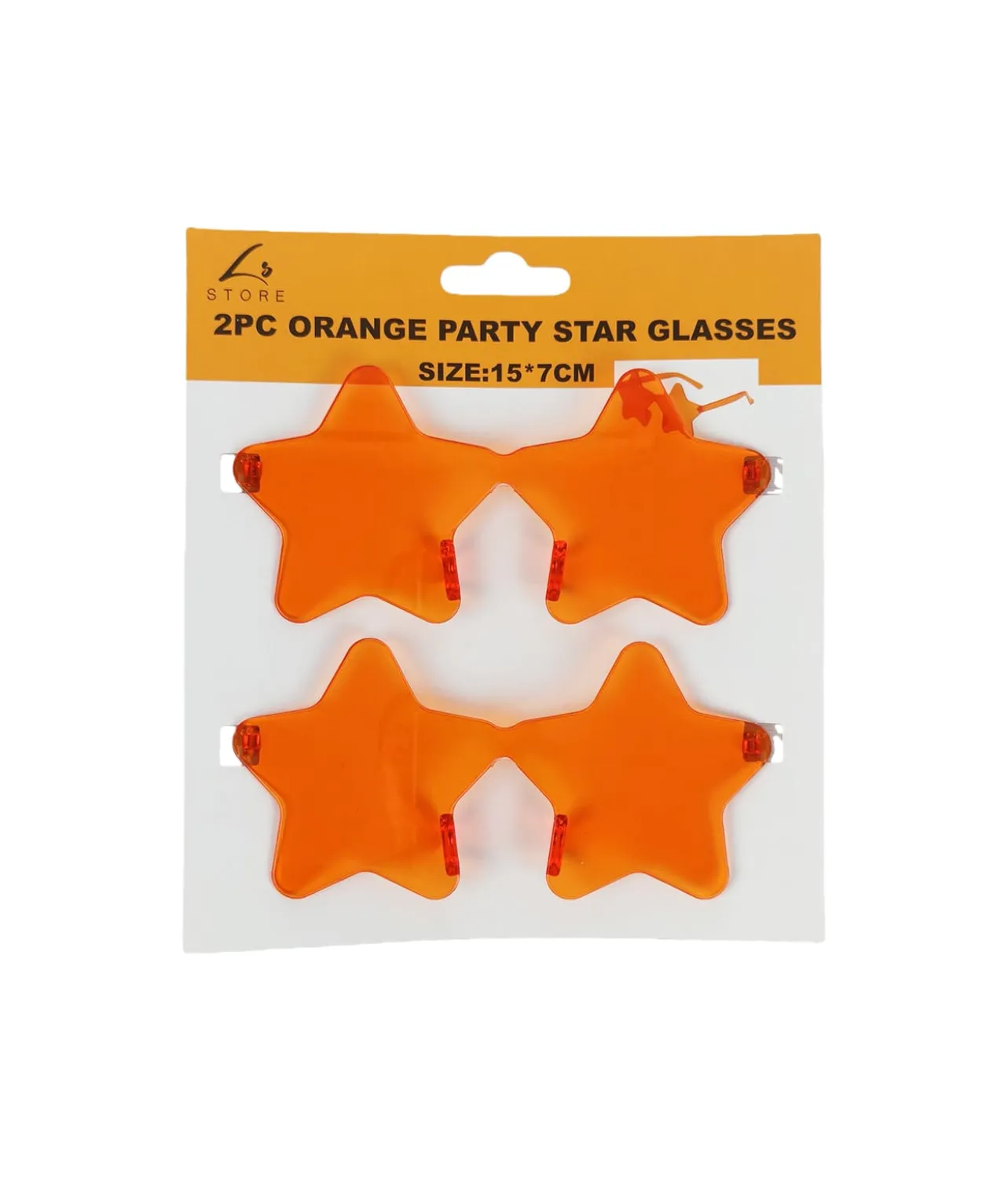 Orange Party Star Glasses 15x7cm 2pc