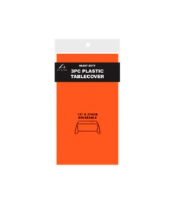 Orange Plastic Tablecover 3pk