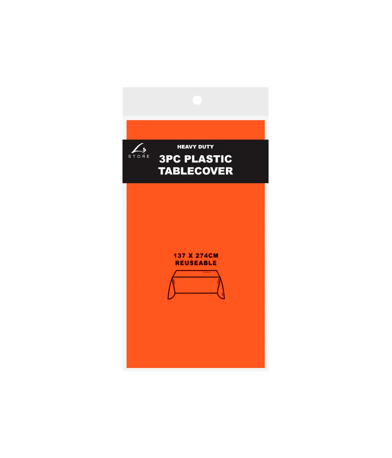 Orange Plastic Tablecover 3pk