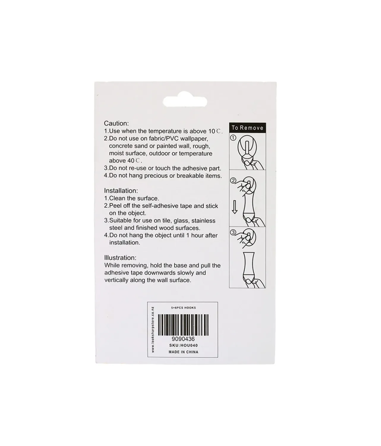 5 Oval Hooks +6 Adhesive