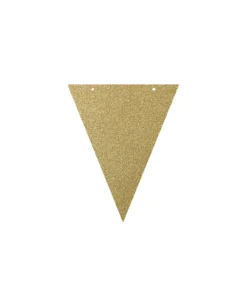 Paper Flag Banner Glitter Gold 8pk