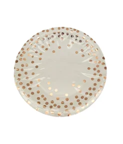 Paper Plate White With Rose gold 12pc x 9in