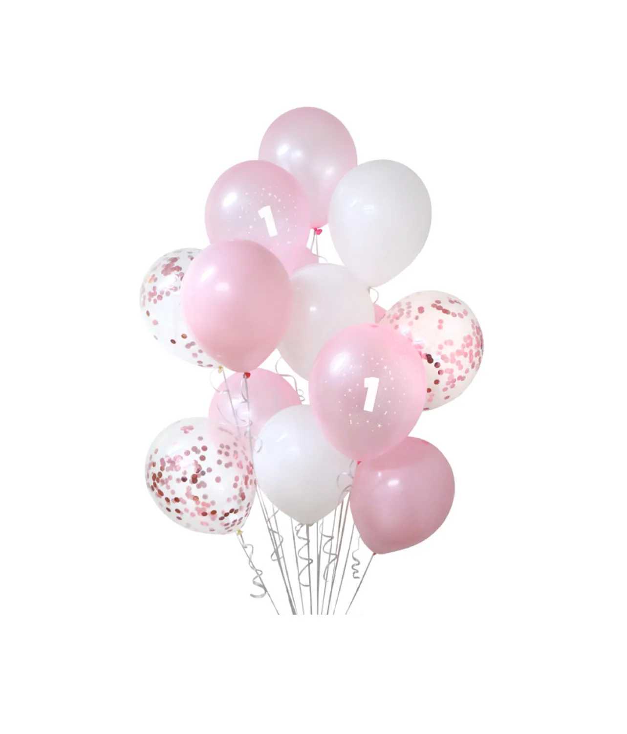 Pink First Birthday Balloon Bouquet 15pc