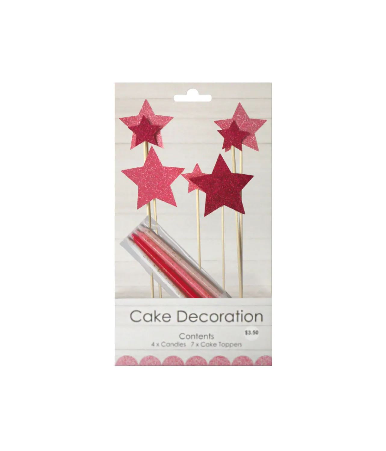 Pink Glitter Cake Candle Topper Set