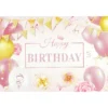 Pink Happy Birthday Banner Backdrop 100x150cm
