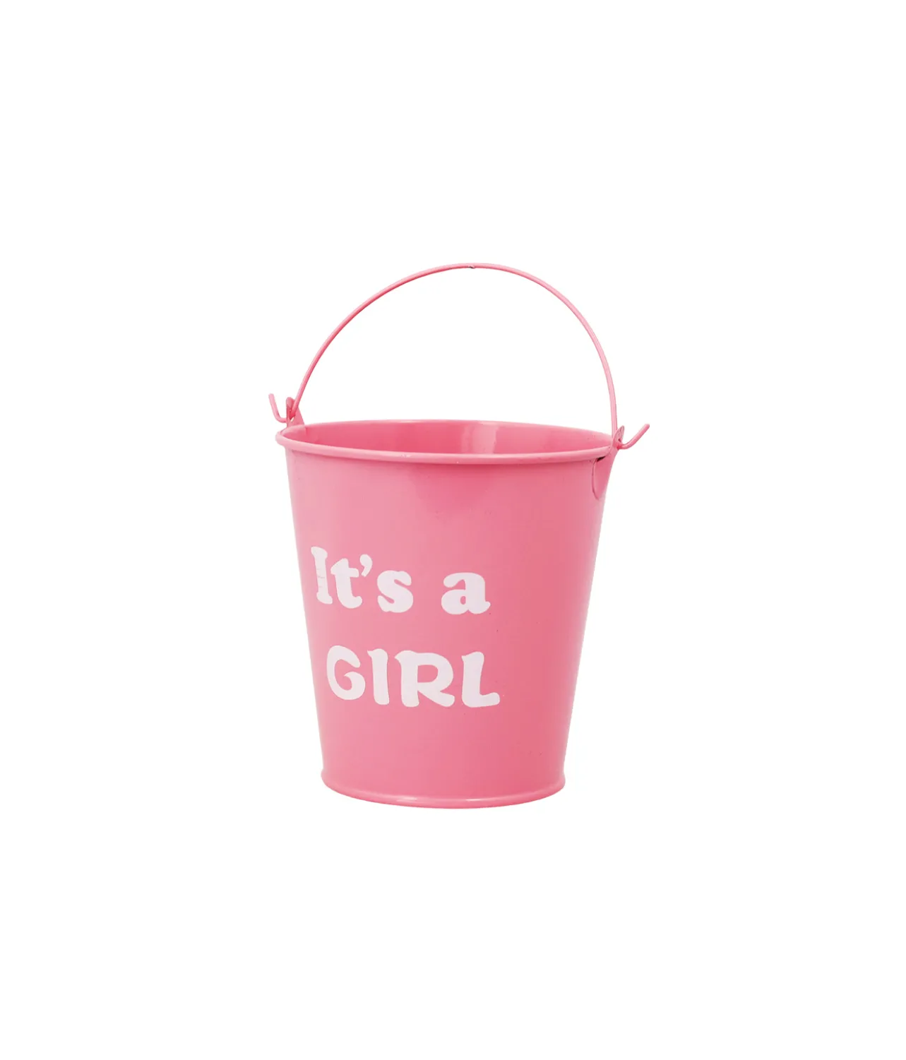 Pink “It’s a Girl” Metal Bucket With Handle 10.5 x 11cm