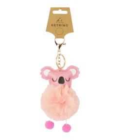 Pink Koala PomPom Keyring