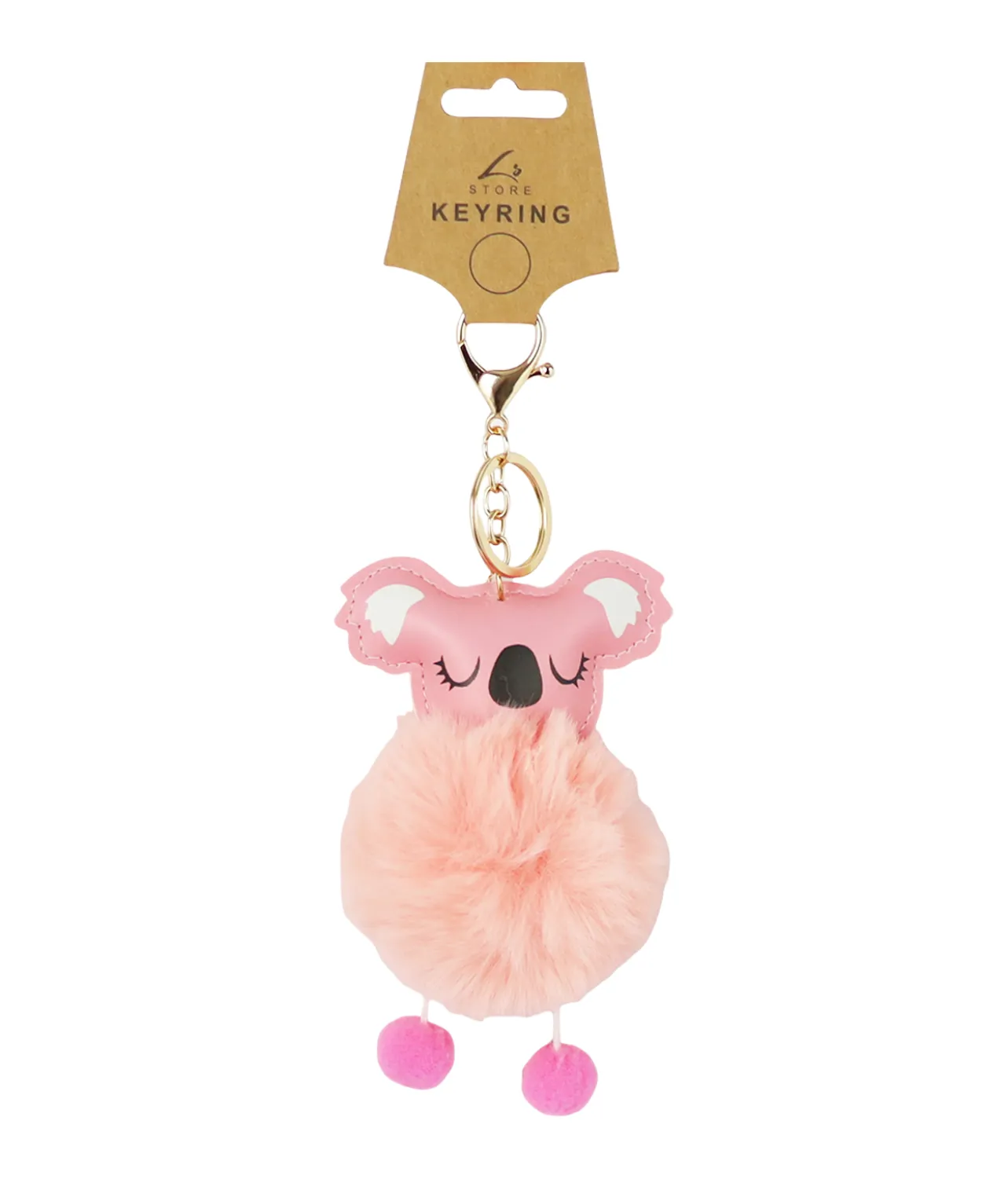 Pink Koala PomPom Keyring
