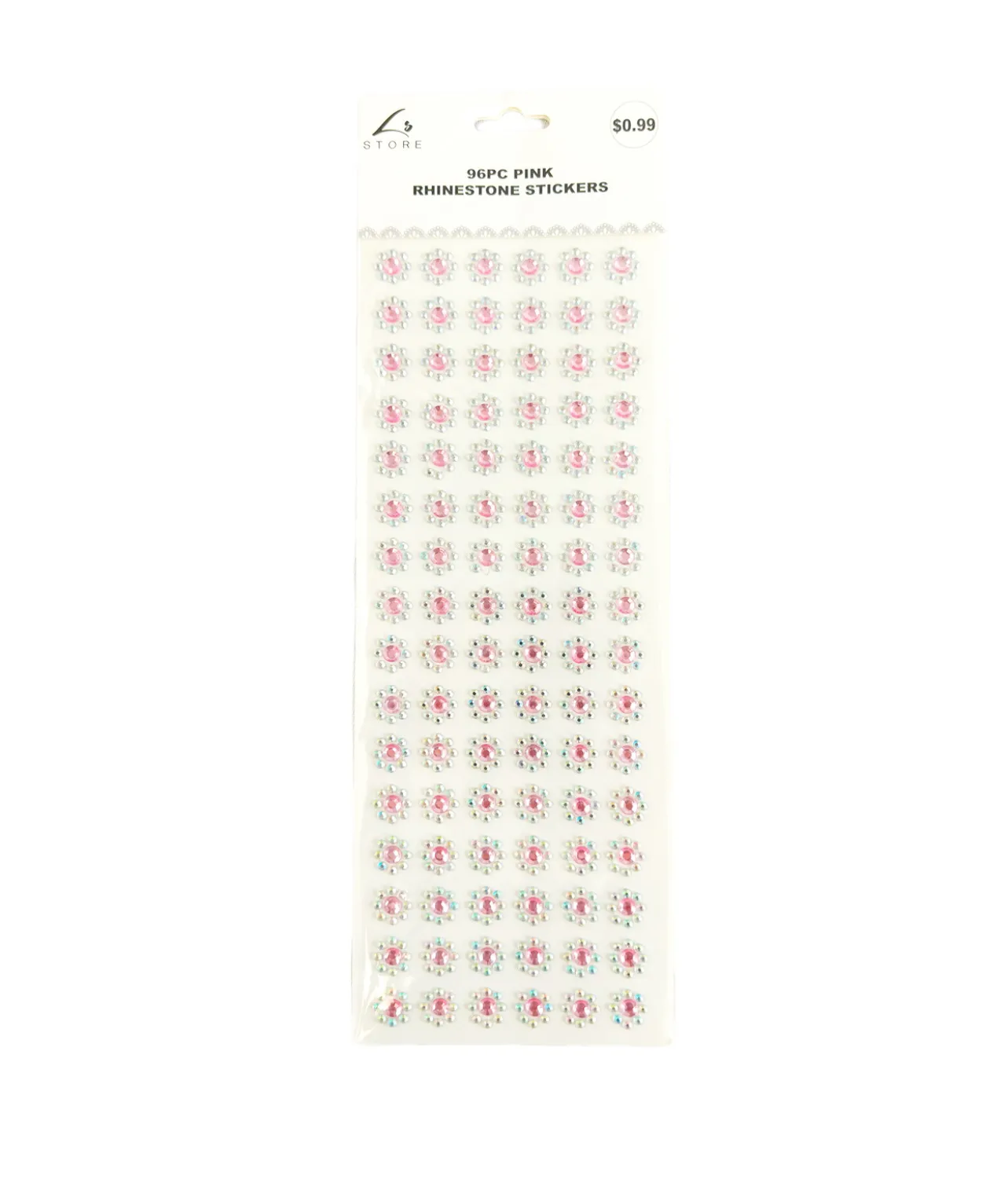 Pink Rhinestones Stickers 96pc