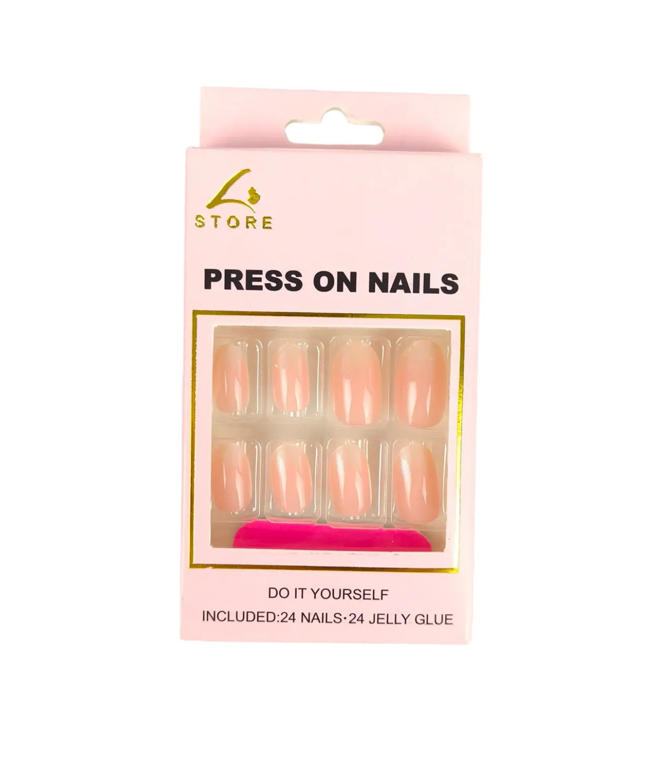 Pink Round Press On Nails 24pc