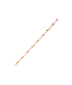 Pink With Gold Dots Paper Straws 40pk