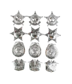 Plastic Cowboy Badge 7 x 5.5 cm 12pk
