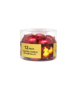 Red Metallic Floating Candles 12pk