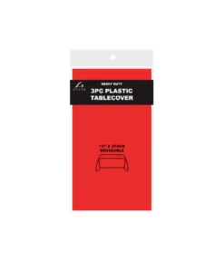 Red Plastic Tablecover 3pk