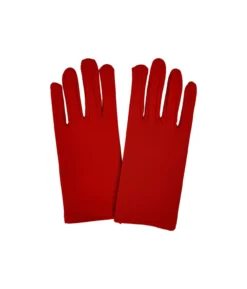 Red Short Plain Party Gloves