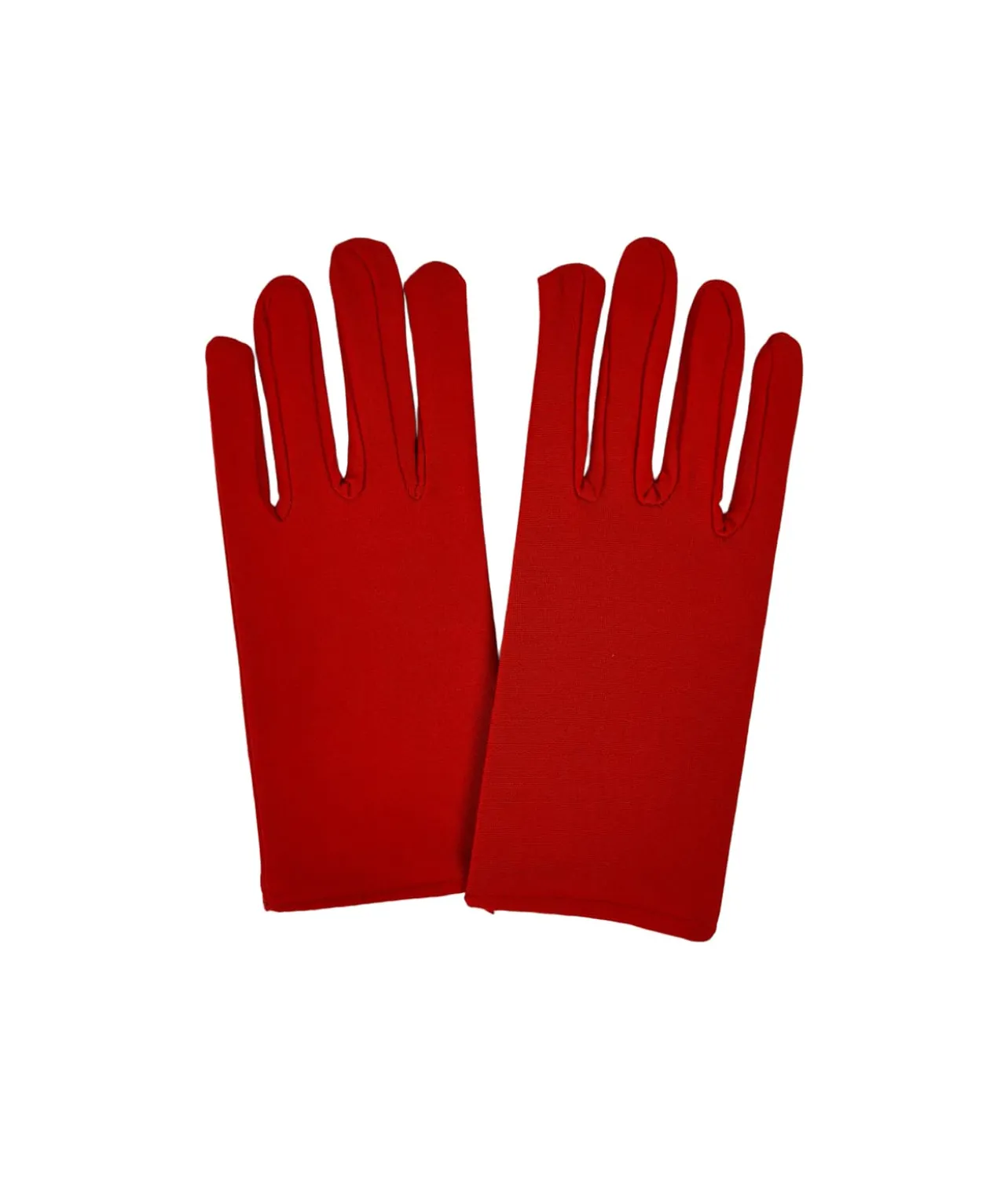 Red Short Plain Party Gloves