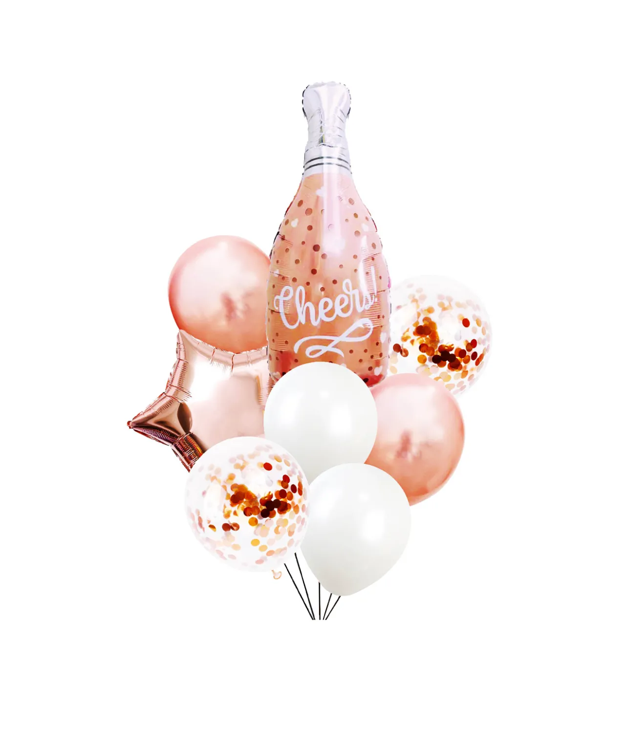Rose Gold Cheers Party Balloon Set 8pc