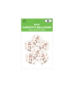 Rose Gold Confetti Latex Balloons 12inch 6pk