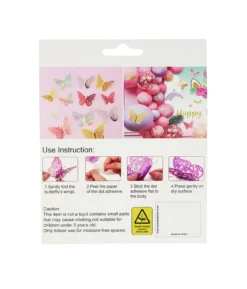 Rose Gold 3D Paper Butterfly with Glue 12pc