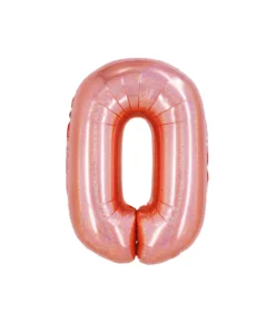 Rose Gold Holographic Foil Number Balloon 0