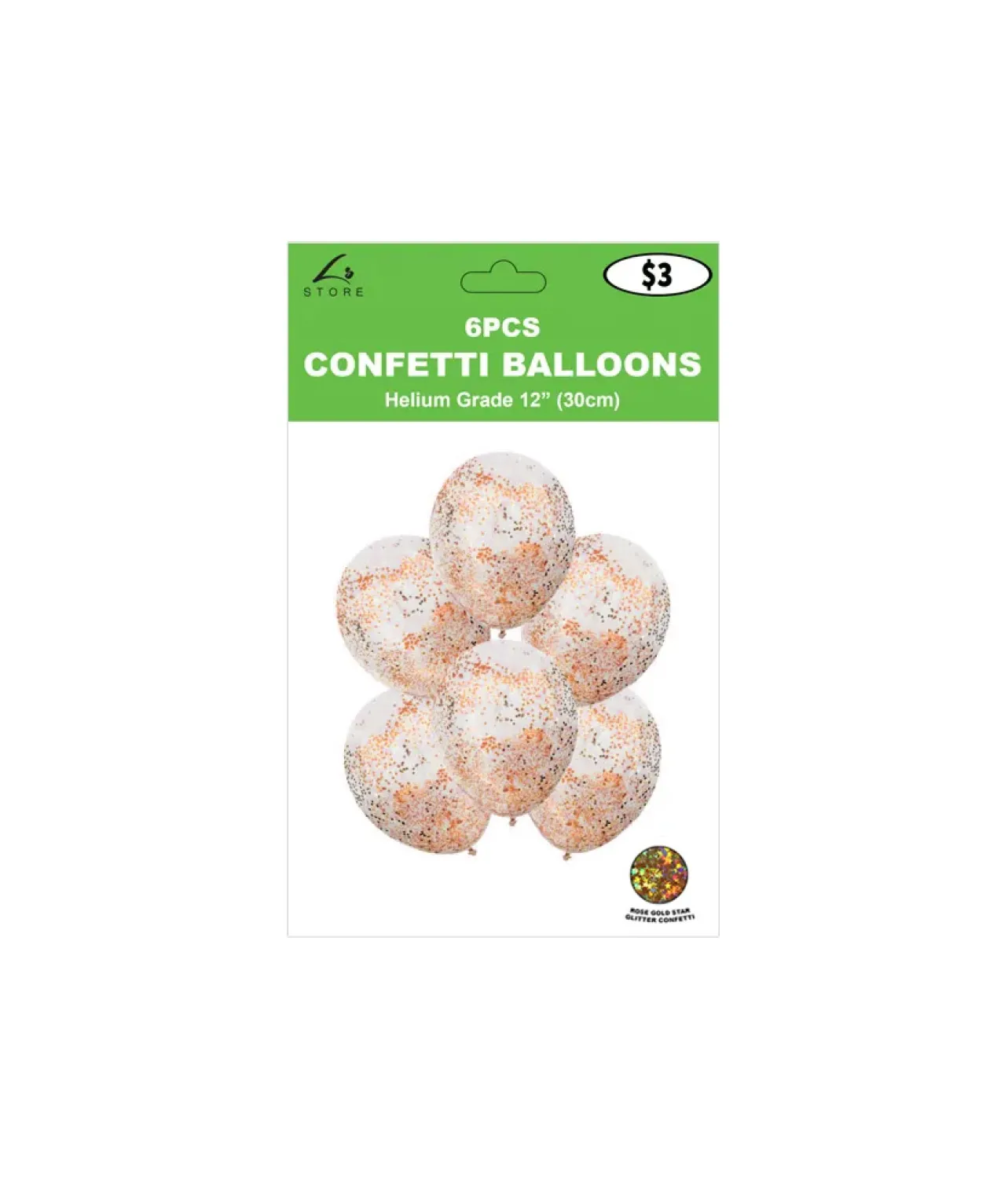 Rose Gold Star Confetti Balloon 12inch 6pk