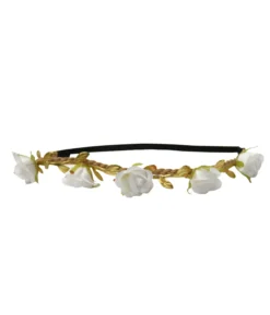 Rose Head Wrap White with Leafs