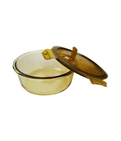 Round Amber Borosilicate Glass Container 880ml