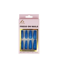 Royal Blue Glitter Press On Nails 24pc