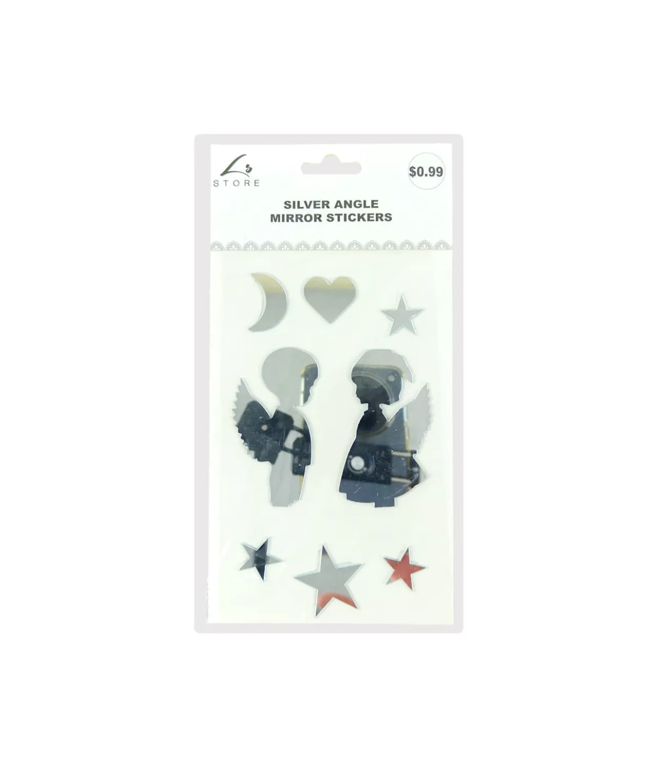 Silver Angle Mirror stickers 19.5x10cm
