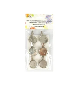 Silver Brooch Blank Round Tray with Alligator Clip 3x3cm 6pc