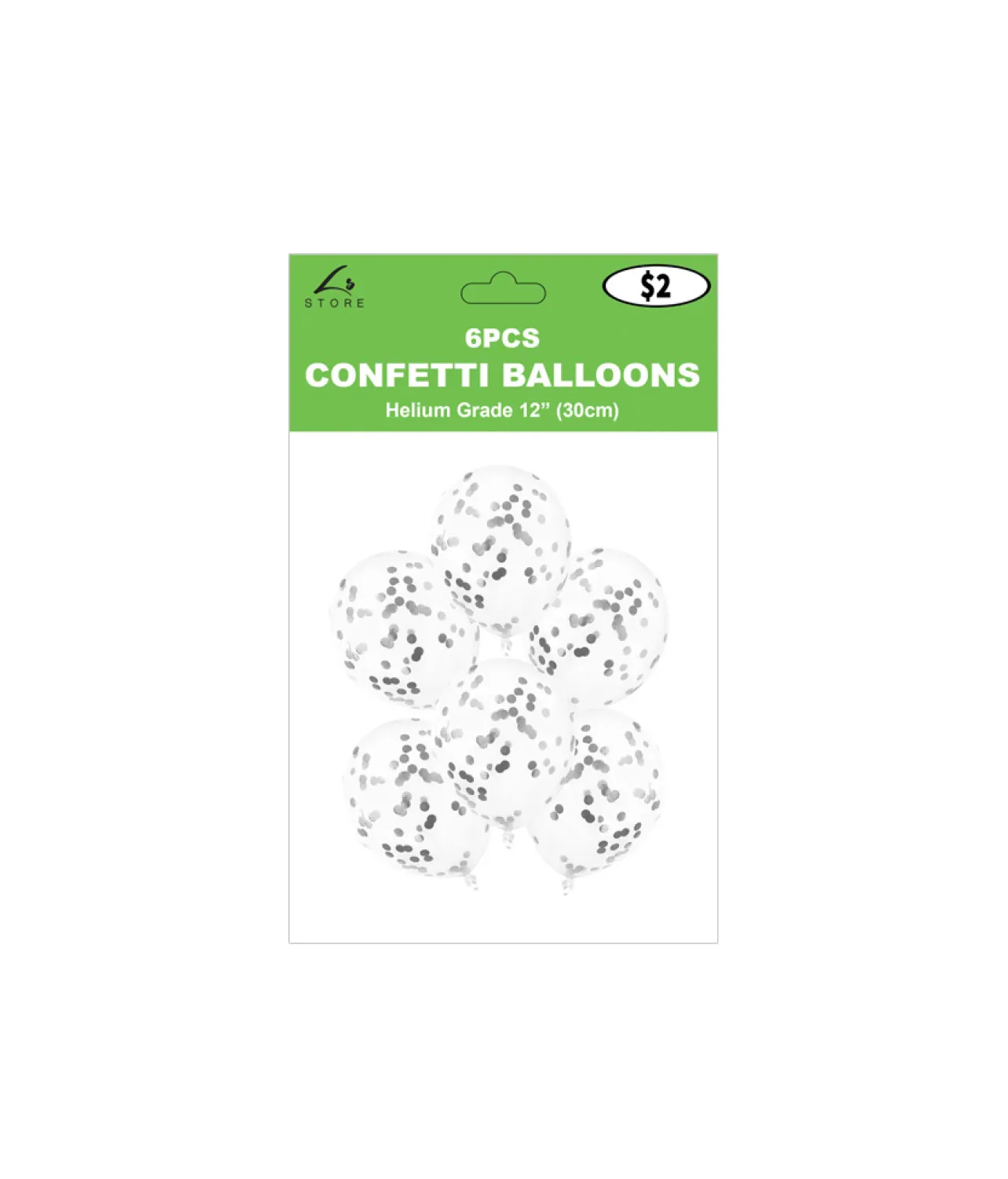Silver Confetti Latex Balloons 12inch 6pk